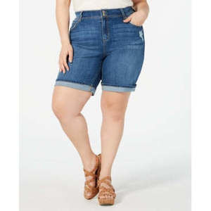 Style & Co. Plus Size 18W Blue Distressed Denim Shorts